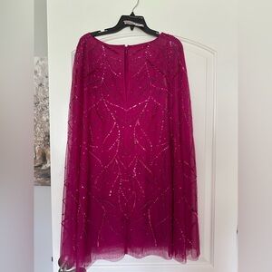 Adrianna Papell Pink Sequin Embellished Long Sleeve Gown